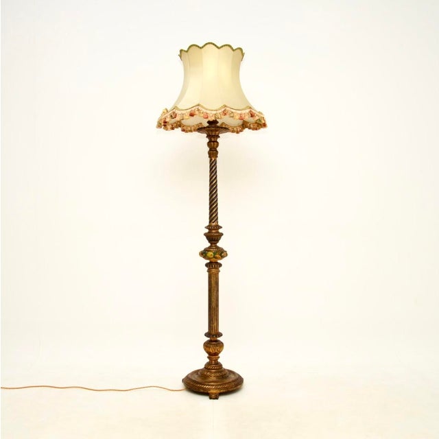 Antique Victorian Gilt Wood Floor Lamp, 1890s For Sale - Image 11 of 11