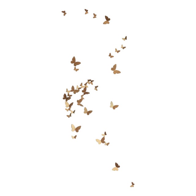 Gold Butterfly Wall Sculpture Vertical Flight Left For Sale