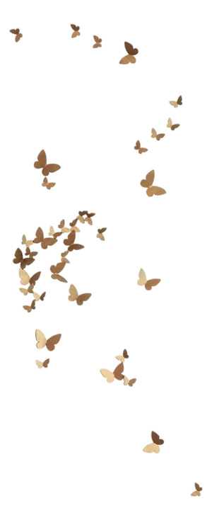 Gold Butterfly Wall Sculpture Vertical Flight Left