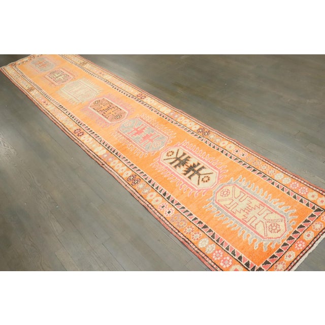 Vintage Orange Anatolian Turkish Runner - 2'7" x 12'5" For Sale - Image 4 of 8