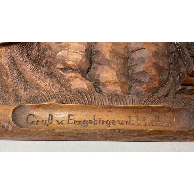 1920s Huge Antique 1800's Carved Black Forest Wood German Desk Inkwell Stand Sculpture For Sale - Image 5 of 14