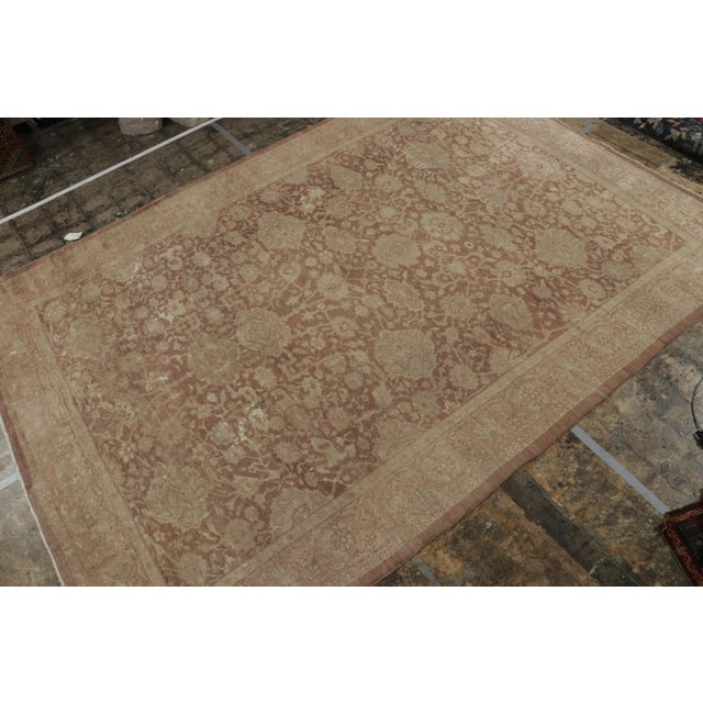Traditional Antique Mahal Afghan Rug in Beige-Brown Floral Patterns by Rug & Kilim For Sale - Image 3 of 9