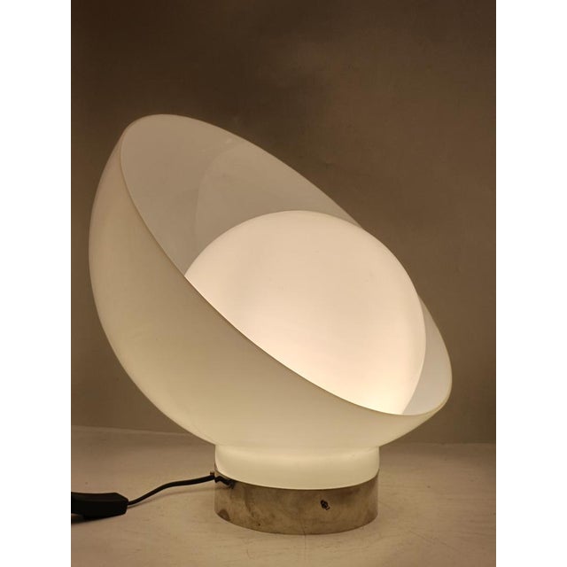 Space Age Opaline Glass and Metal Table Lamp, Italy, 1970s For Sale - Image 9 of 10