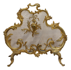 Baroque Style Bronze Fireplace Screen Guard, 1894