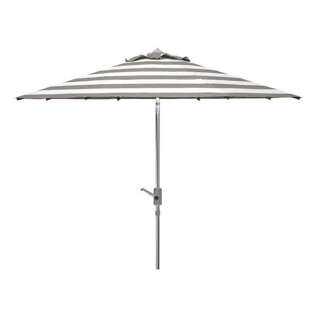 Iris Fashion Line 9Ft Round Umbrella, Grey & White/Chrome Pole For Sale