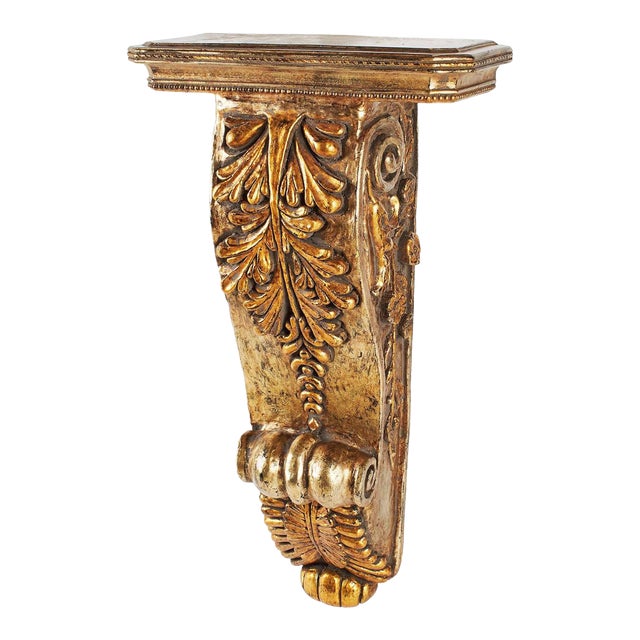 Large Gold Wall Shelf Acanthus Leaf Corbel Chairish