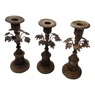 Antique Bronze Candleholders For Sale
