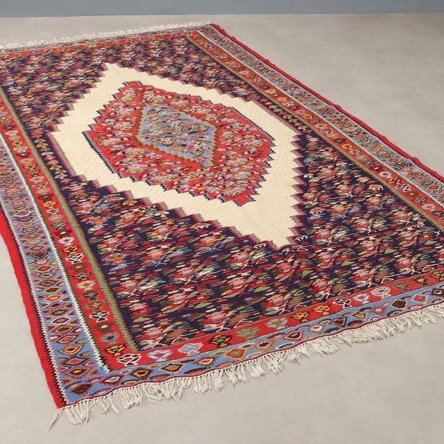 Middle Eastern Senne Kilim Rug For Sale - Image 9 of 9