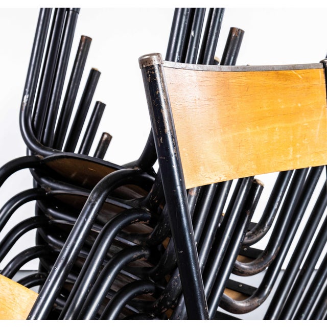 Early 21st Century French Stacking 510 Dining Chairs with Black Frame from Mullca, 1960s, Set of 4 For Sale - Image 5 of 18