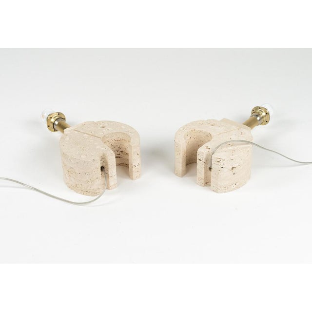 Mid-Century Modern Elephant Table Lamps in Travertine and Brass, 1970s, Set of 2 For Sale - Image 16 of 17