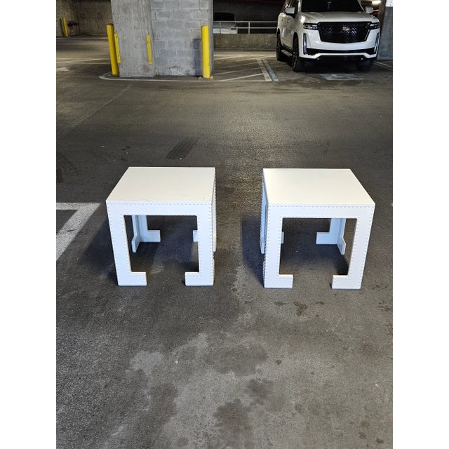 Jacques Garcia For Mcguire Furniture Studded Powder Coated Chi Chi Side Tables - A Pair sold as found previously used...