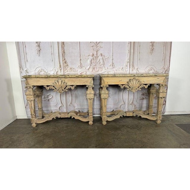Pair of French Baroque Louis XIV Style Console Tables For Sale - Image 12 of 18