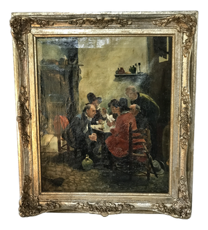 J. Nagel, Figurative Composition, Early 20th Century, Oil Paintig on Canvas, Framed