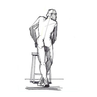 1980s John Reilly Male Nude Drawing For Sale