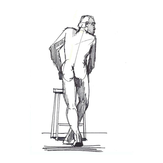 1980s John Reilly Male Nude Drawing For Sale