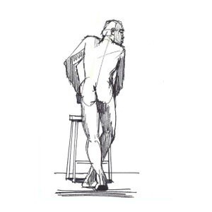 1980s John Reilly Male Nude Drawing