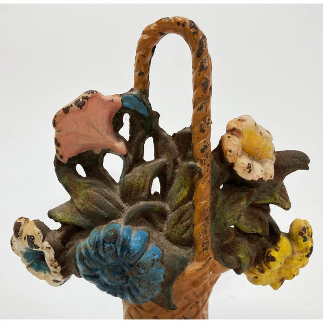 Hubley Manufacturing Company Antique Flower Basket Hubley Cast Iron Doorstop For Sale - Image 4 of 5