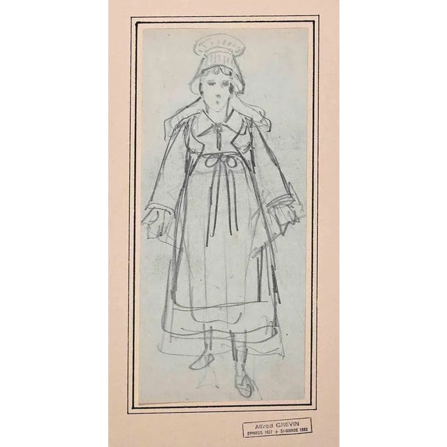 Alfred Grevin, Portrait of Child, Original Pencil Drawing, Late 19th-Century For Sale - Image 3 of 3