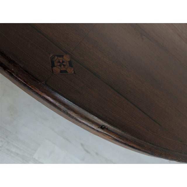 Antique Oval Coffee Table in Mahogany with Marquetry For Sale - Image 11 of 15