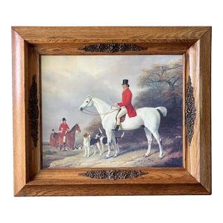 Mid 20th Century Thomas Tyrwhitt-Drake, Master of the Bicester and Warden Hillfoxhounds Reproduction Paining With Ornate Wood Frame For Sale
