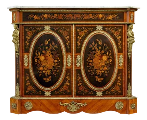 19th Century Louis XVI Ormolu-Mounted Marquetry Side Cabinet, 1880