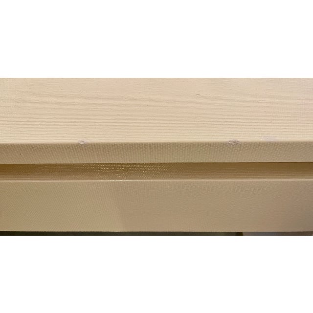 Wood Karl Springer Style Grasscloth & Brass Coffee Table For Sale - Image 7 of 10