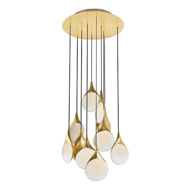 Stillabunt by Oggetti Ceramic 10-Port Chandelier, Gold For Sale