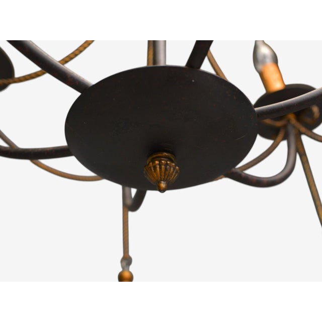 Hollywood Regency Style, Metal, Brass, Tassel Motif Chandelier, Usa, 1960s For Sale - Image 9 of 9