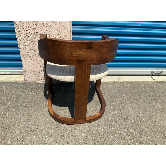 Solid Walnut Dining Chair in Manner of Onassis Chair by Karl Springer Mid-Century Modern For Sale - Image 10 of 12
