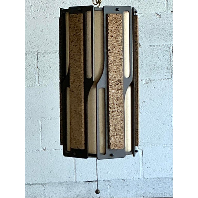 Coffee Vintage Mid-Century Modern Cork Panel Hanging Light For Sale - Image 8 of 8