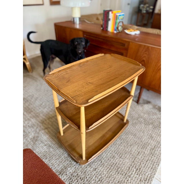 Mid-Century Modern 1960s Mid Century Modern Elm and Beech Bar Cart by Ercol & Designed by Lucian Ercolani, Attributed For Sale - Image 3 of 10