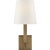 Chapman & Myers for Visual Comfort Signature Square Tube Single Sconce in Hand-Rubbed Antique Brass with Linen Shade For Sale