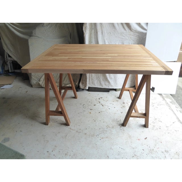 Vintage Butcher Block Style Table For Sale - Image 4 of 4