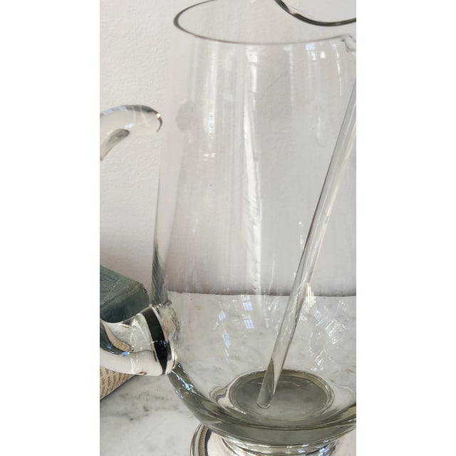 1950s Mid-Century Handblown Glass Pitcher With Sterling Silver Base & Stirrer — J. Rogers Sterling #20417 For Sale - Image 11 of 15