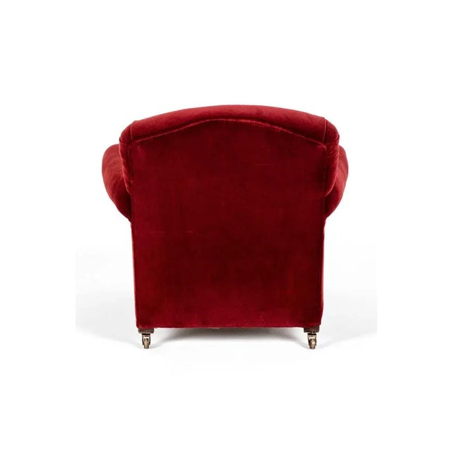Victorian Red Velvet Armchair For Sale - Image 5 of 13