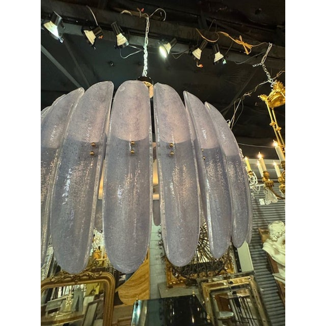Modern Modern Murano Glass Chandelier in Soft Lavender For Sale - Image 3 of 7