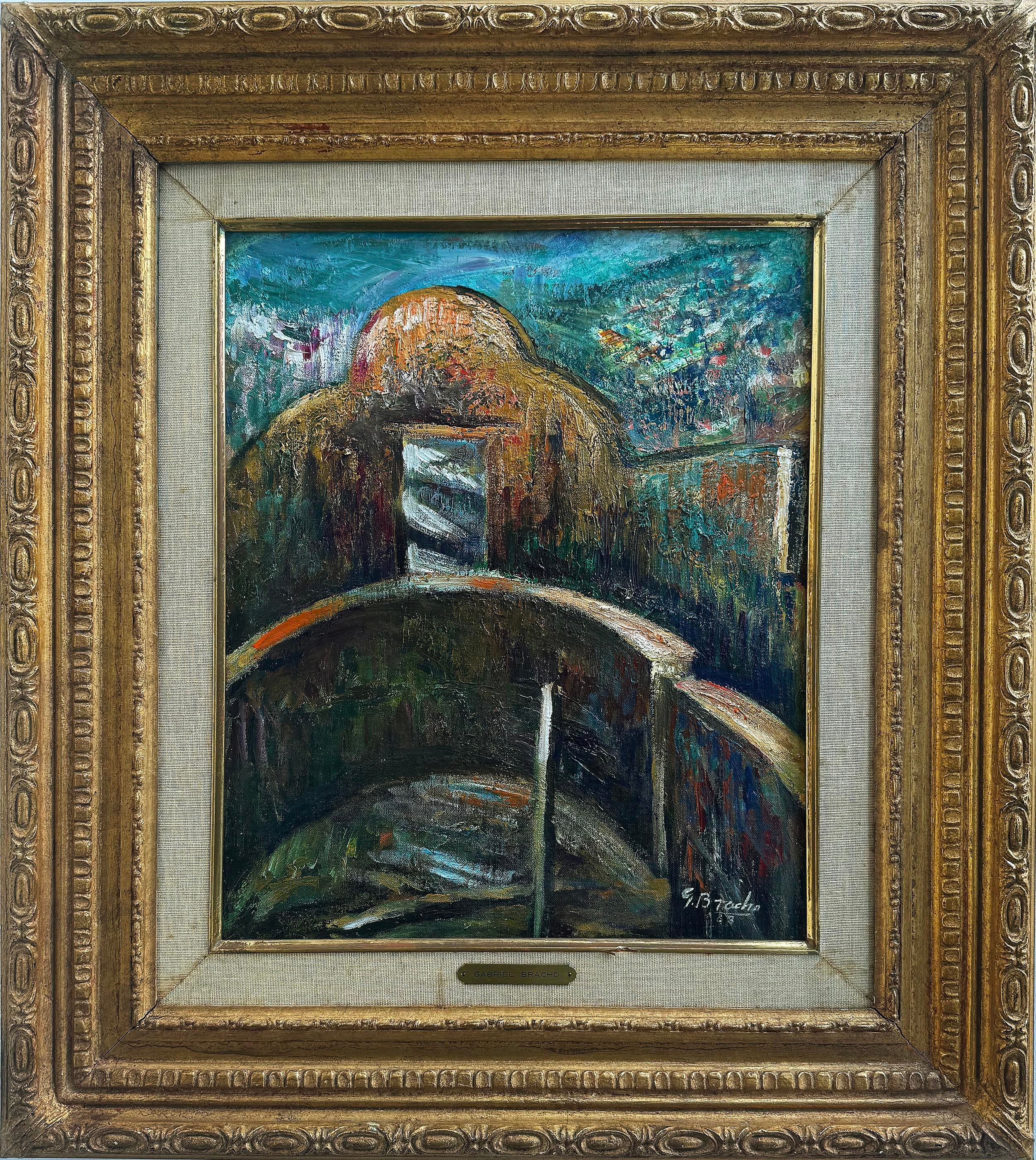 1950s Oil Painting on Wood, Venezuelan Artist Gabriel Bracho