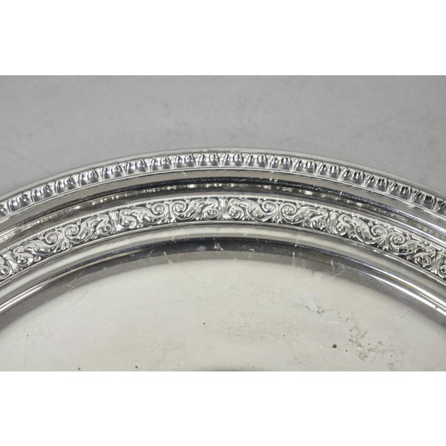 Metal Vintage Reed & Barton 1241 Round Victorian Silver Plated Serving Platter Tray For Sale - Image 7 of 11