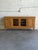 Vintage Danish Oak Sideboard Cabinet in Style of Henning, Brutalist Leaded Glass Credenza For Sale - Image 4 of 10