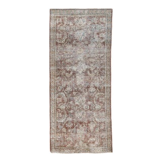 19th Century Antique Malayer Wool Runner Rug With Muted Rust & Neutral Distressed Patina For Sale