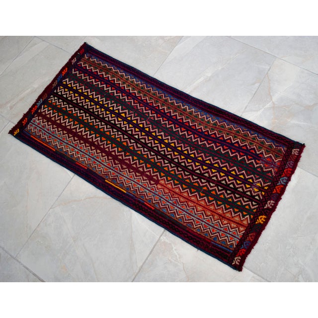 1960s 1960s Hand-Woven Braided Turkish Jajim Kilim Rug For Sale - Image 5 of 7