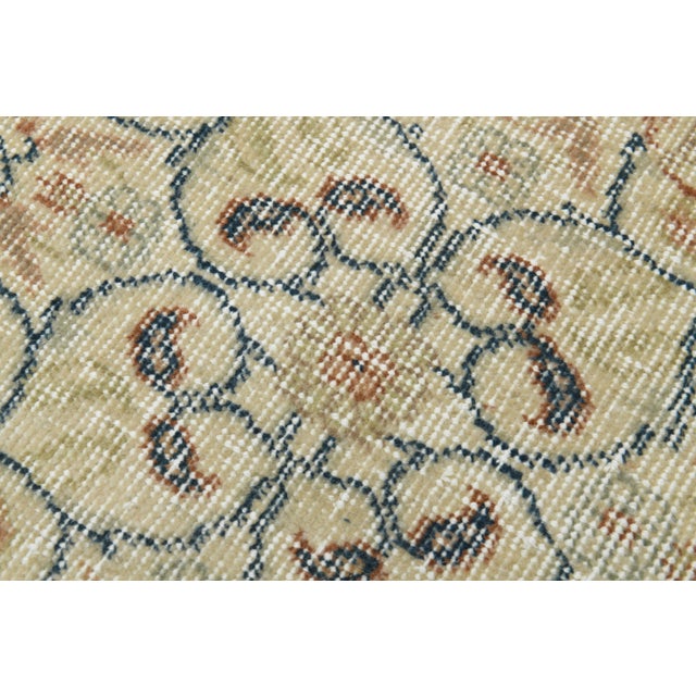 1970s Vintage Turkish Oushak Handmade Wool Cotton Beige Area Rug For Sale In San Francisco - Image 6 of 12