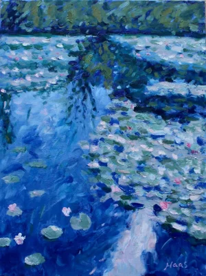 Water Gardens — Pond Reflections Impressionist Oil Painting