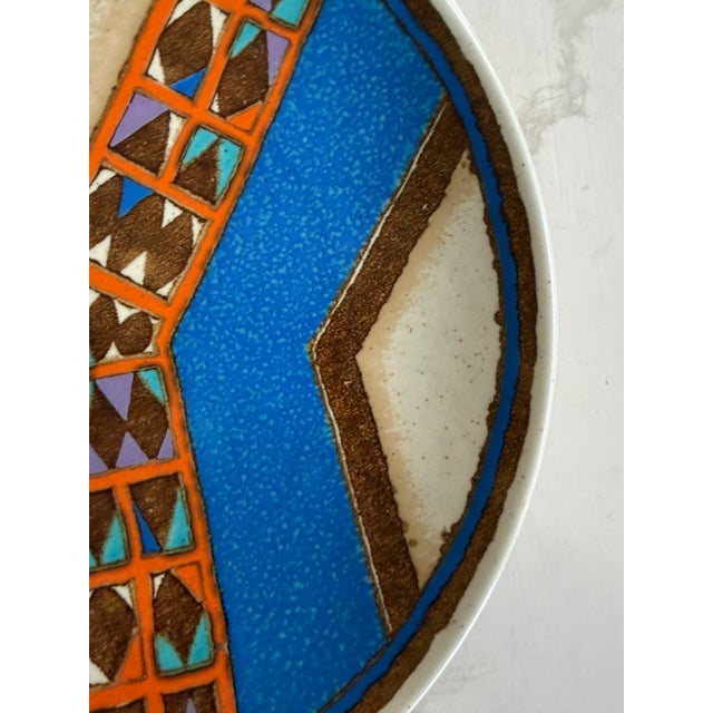 Blue 1970s Mikasa Indian Feast Teepee Dinner Plates 10.75 Inch Stoneware Japan - Set of Four (4) For Sale - Image 8 of 11