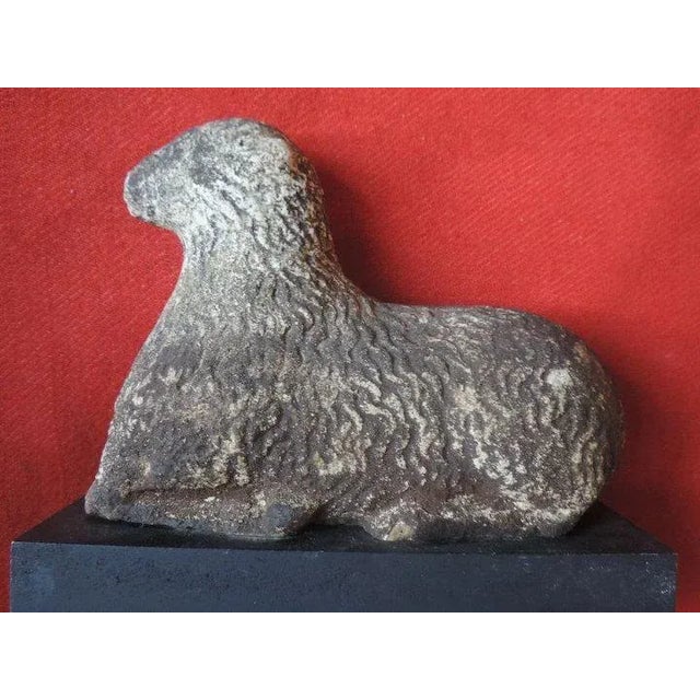 19th Century American Folk Art Carved Stone Lamb Sculpture For Sale In New York - Image 6 of 11