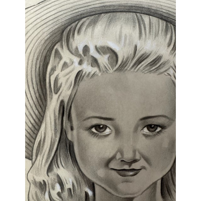 Original graphite pencil drawing by American artist and illustrator Theodore E. Schrock (1879–1952), depicting a portrait...