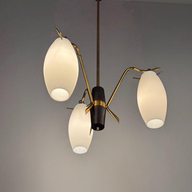 Italian Pendant Lamp in the style of Stilnovo, 1950s For Sale - Image 9 of 10