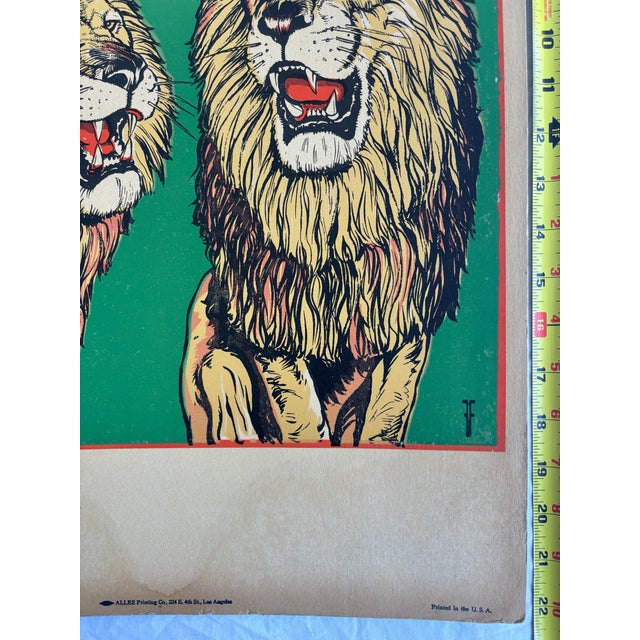 Illustration Blank Lions Circus Poster, 1940s, Forrest Freeland Lithograph For Sale - Image 3 of 5