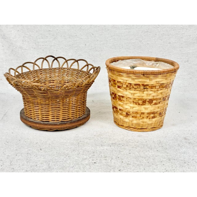 Vintage Late 20th Century Woven Planters - A Pair For Sale - Image 4 of 10