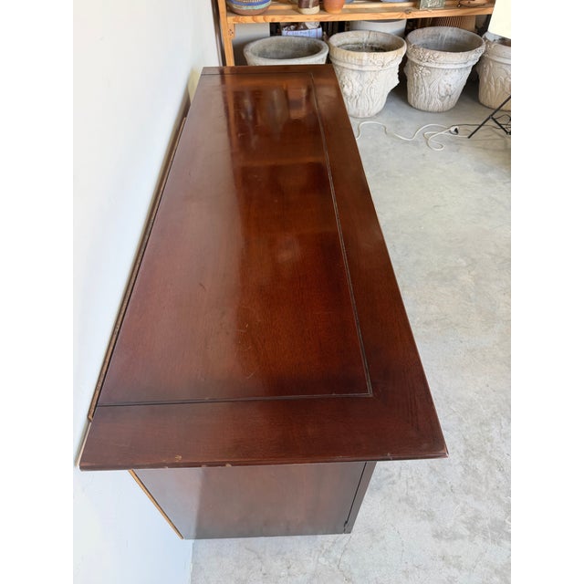 Vintage Art Deco - Asian Style Mahogany Buffet / Credenza With Brass Hardware For Sale In Miami - Image 6 of 12